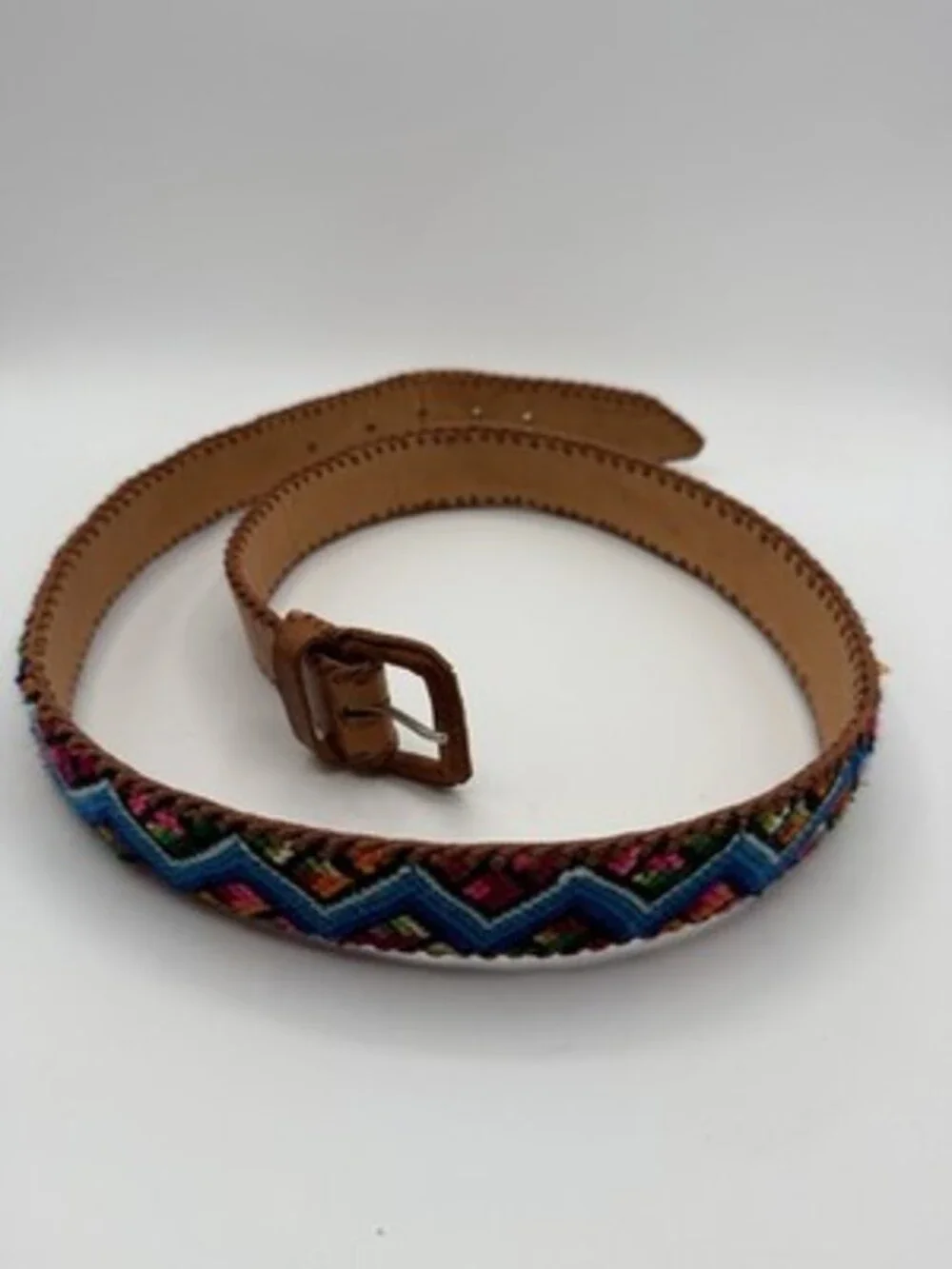 Vintage Braided Multicolor, Leather Woven Belt size 36